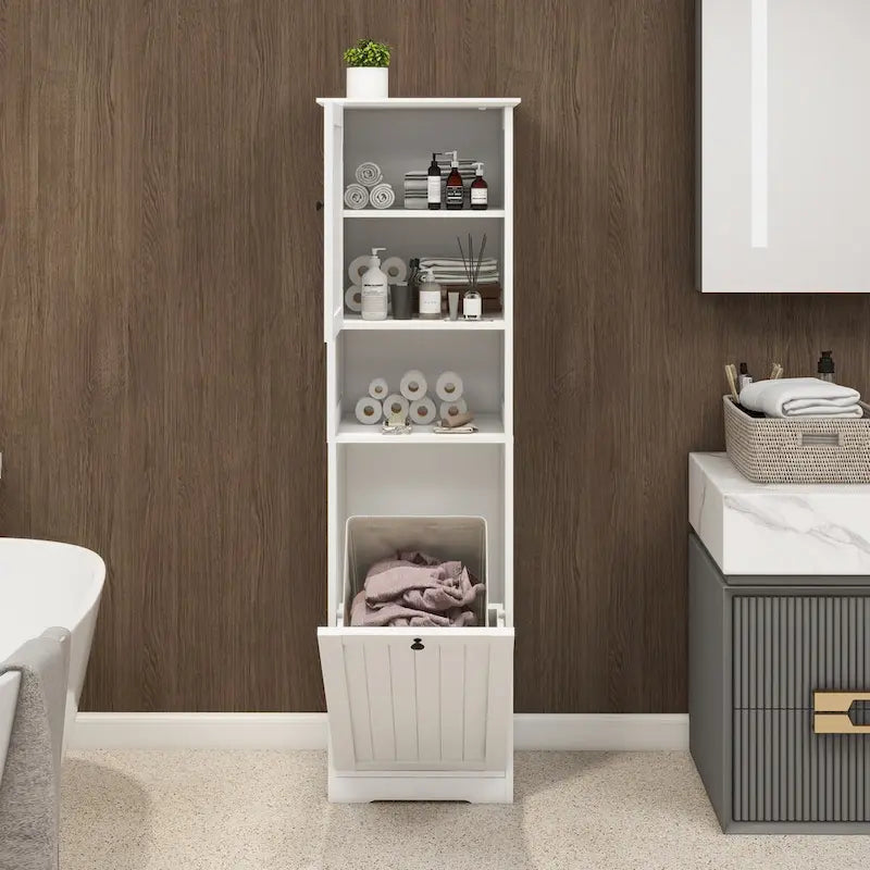 Meuble à linge inclinable à un compartiment et une porte - Blanc