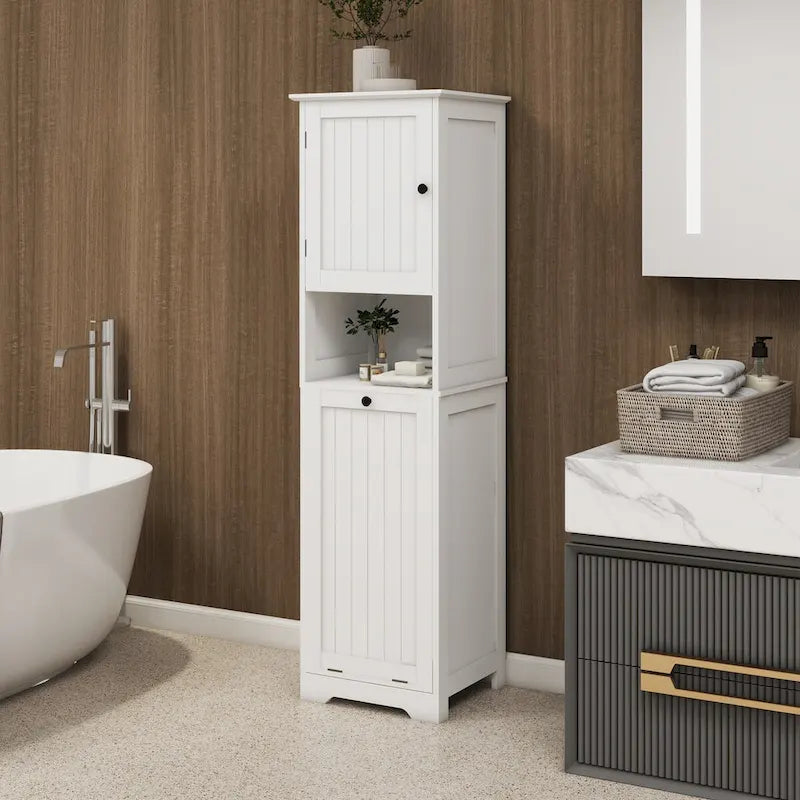 Meuble à linge inclinable à un compartiment et une porte - Blanc