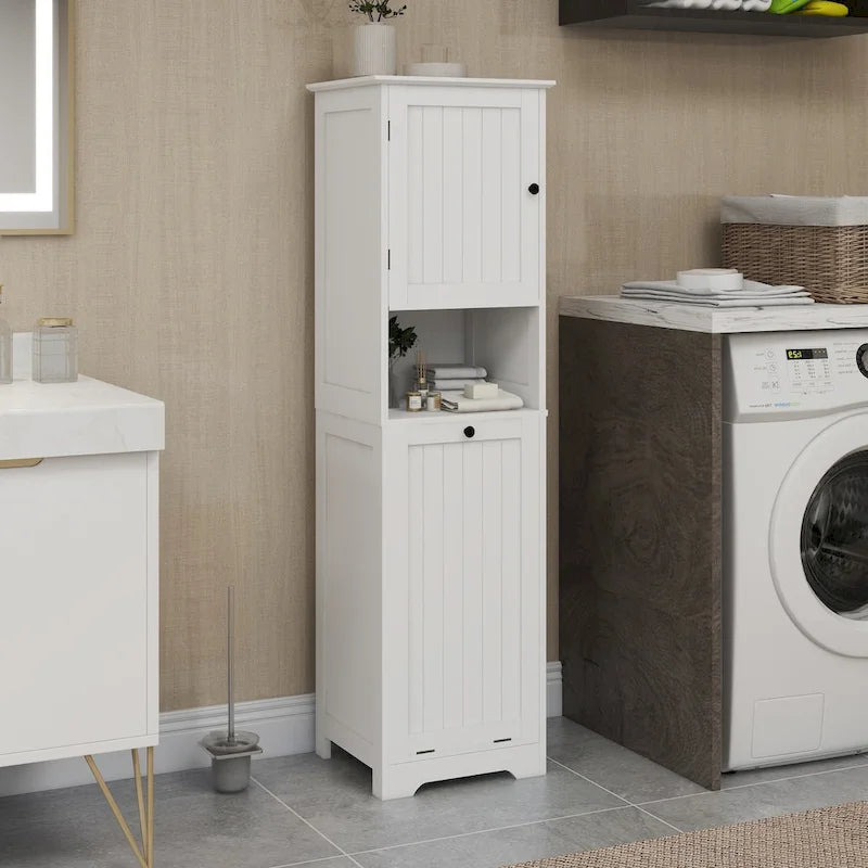 Meuble à linge inclinable à un compartiment et une porte - Blanc