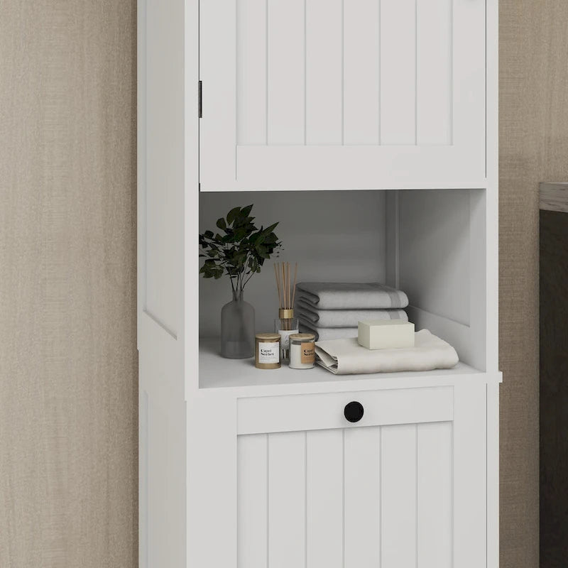 Meuble à linge inclinable à un compartiment et une porte - Blanc