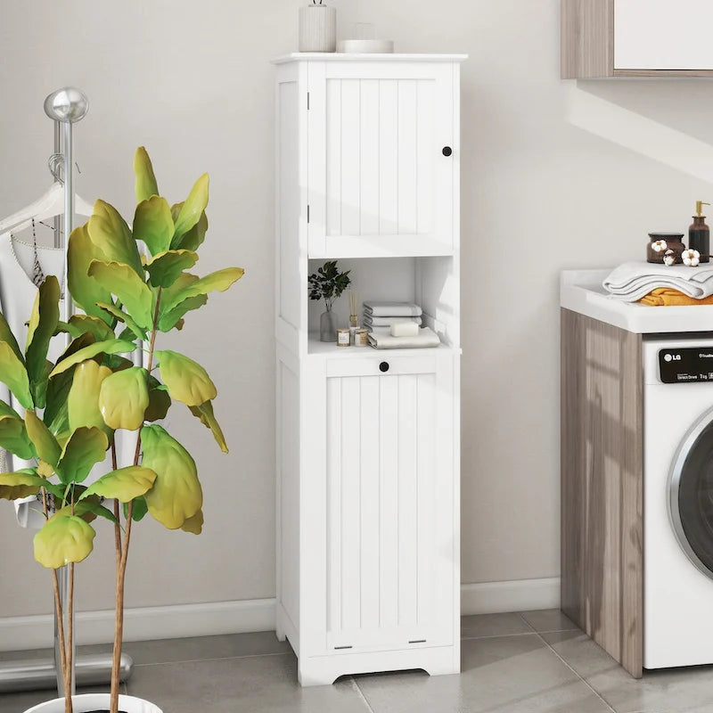 Meuble à linge inclinable à un compartiment et une porte - Blanc