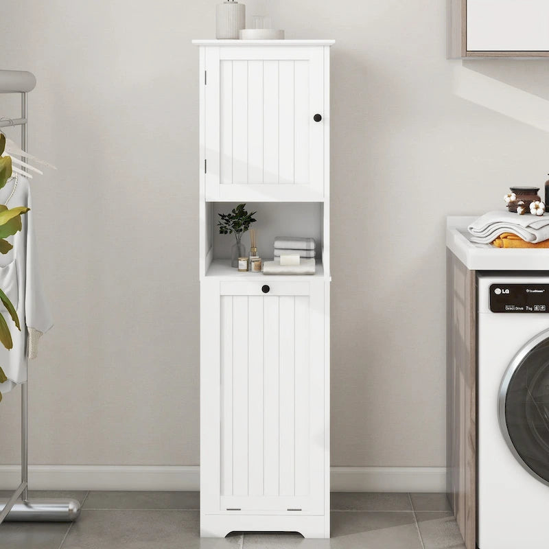 Meuble à linge inclinable à un compartiment et une porte - Blanc
