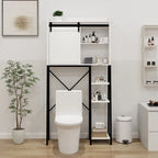 Meuble de rangement au-dessus des toilettes, étagères de salle de bain au-dessus des toilettes avec porte coulissante de style grange