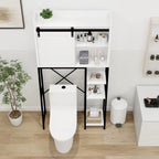 Meuble de rangement au-dessus des toilettes, étagères de salle de bain au-dessus des toilettes avec porte coulissante de style grange