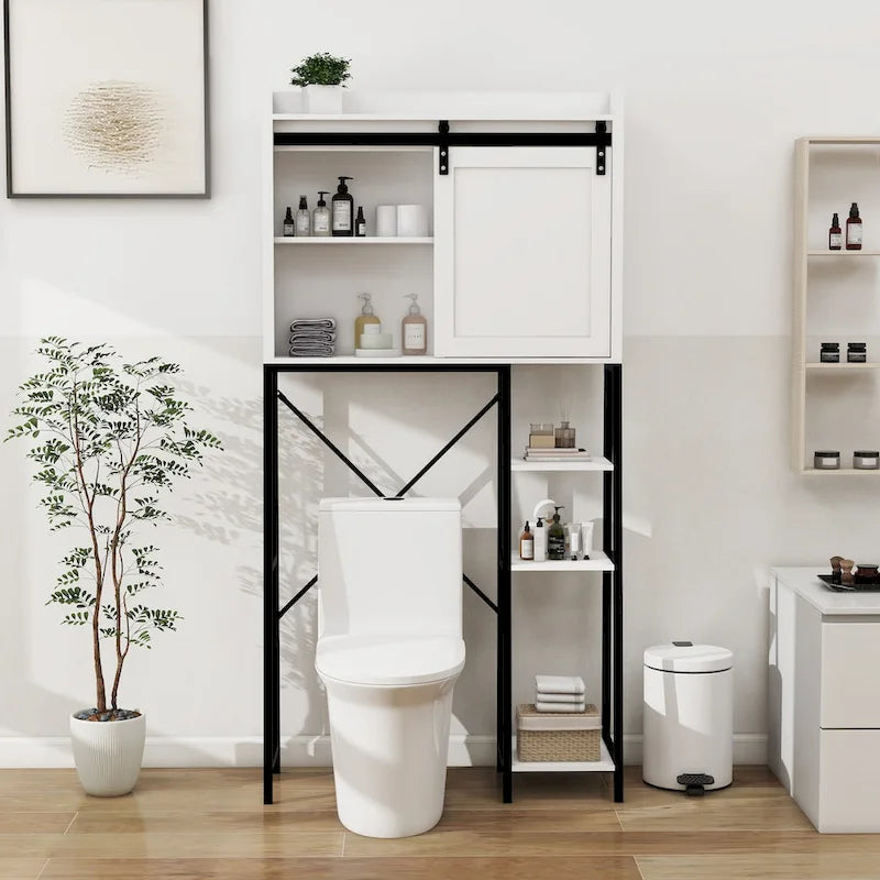 Meuble de rangement pour toilettes, étagères de salle de bain au-dessus des toilettes – 32,48L * 11,81W * 64,56H