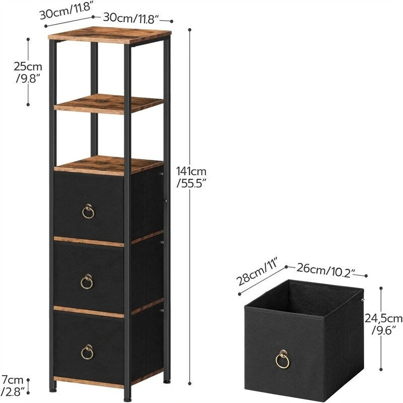 Étagère d'angle à 6 niveaux avec 3 tiroirs - 30L x 30P x 141H cm