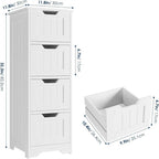 Meuble de Rangement Salle de Bain Colonne Latérale avec 4 Tiroirs - 11,8P x 11,8L x 32,5H