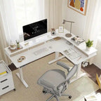 Bureau d'angle électrique debout avec 3 tiroirs et roulettes verrouillables, 160