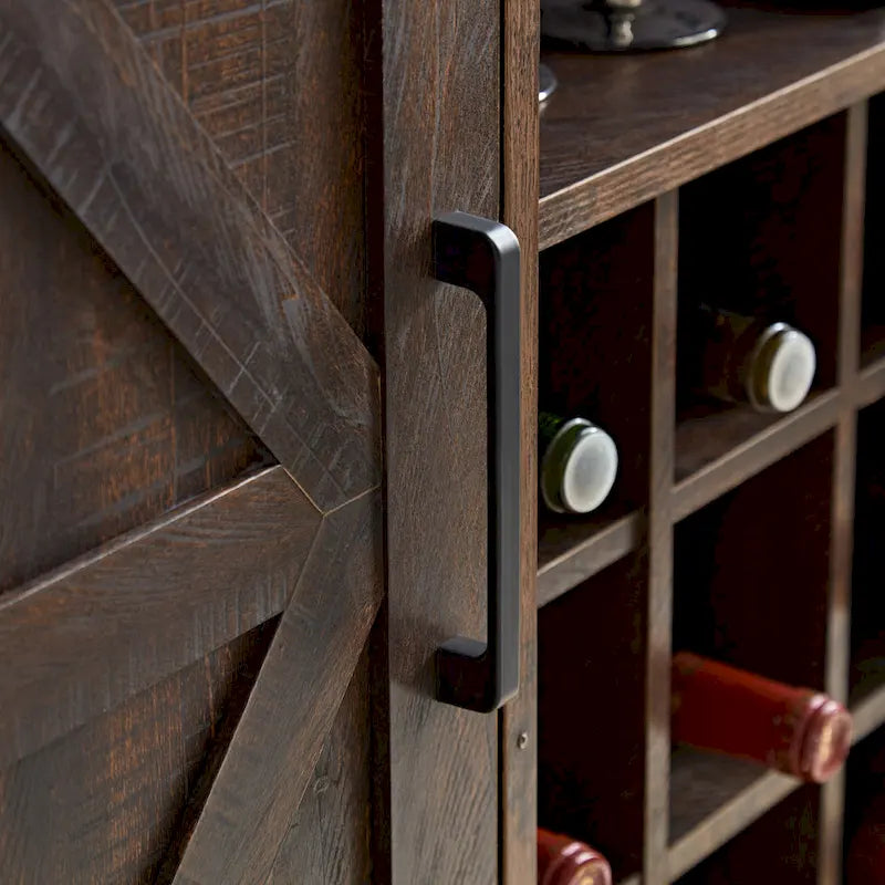 Meuble buffet de ferme avec porte-bouteilles, tiroir et étagères réglables