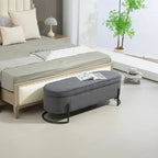 Banc de rangement ottoman, Banc de bout de lit de chambre à coucher, Banc de rangement ottoman en tissu rembourré avec charnière de sécurité, Repose-pieds rembourré d'entrée