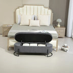 Banc de rangement ottoman, Banc de bout de lit de chambre à coucher, Banc de rangement ottoman en tissu rembourré avec charnière de sécurité, Repose-pieds rembourré d'entrée