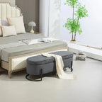 Banc de rangement ottoman, Banc de bout de lit de chambre à coucher, Banc de rangement ottoman en tissu rembourré avec charnière de sécurité, Repose-pieds rembourré d'entrée