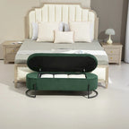 Banc de rangement ottoman, Banc de bout de lit de chambre à coucher, Banc de rangement ottoman en tissu rembourré avec charnière de sécurité, Repose-pieds rembourré d'entrée