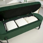 Banc de rangement ottoman, Banc de bout de lit de chambre à coucher, Banc de rangement ottoman en tissu rembourré avec charnière de sécurité, Repose-pieds rembourré d'entrée