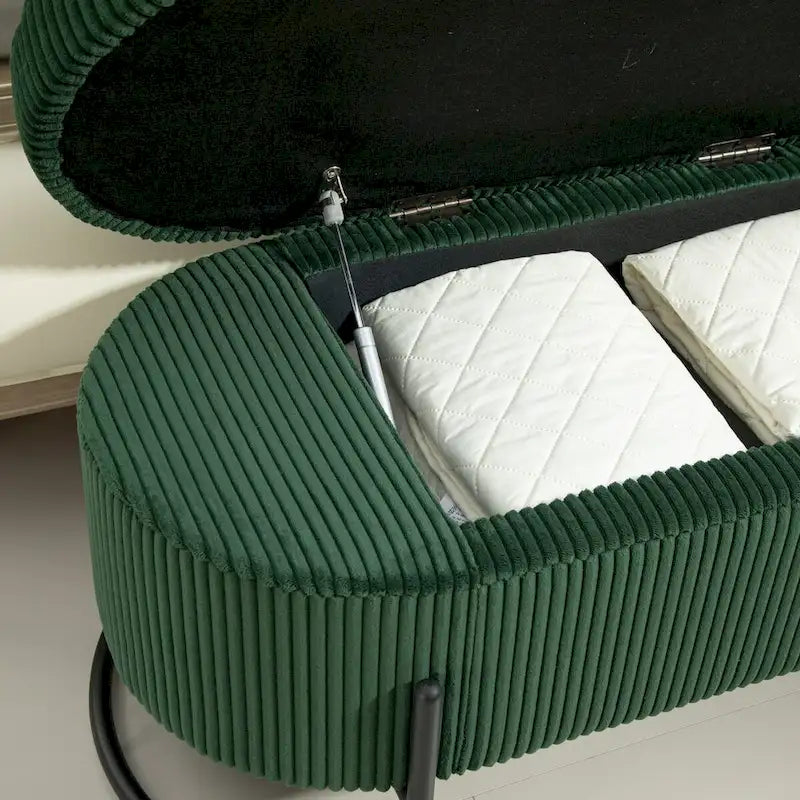 Banc de rangement ottoman, Banc de bout de lit de chambre à coucher, Banc de rangement ottoman en tissu rembourré avec charnière de sécurité, Repose-pieds rembourré d'entrée