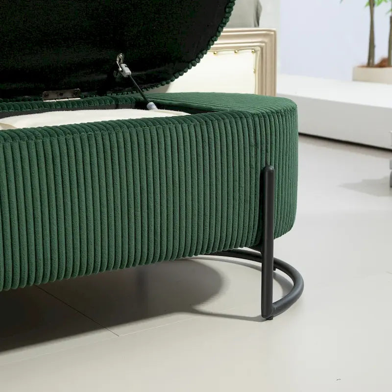 Banc de rangement ottoman, Banc de bout de lit de chambre à coucher, Banc de rangement ottoman en tissu rembourré avec charnière de sécurité, Repose-pieds rembourré d'entrée