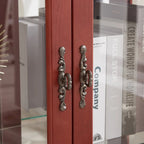 Vitrine 2 portes avec portes en verre trempé, panneau arrière miroir et étagères réglables, ampoule de bureau incluse