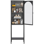 Vitrine de rangement en métal et verre - Bibliothèque cubique à 5 niveaux avec 3 étagères réglables