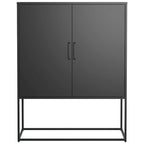 Buffet métallique robuste, armoire de rangement moderne en acier avec 2 étagères, autoportante
