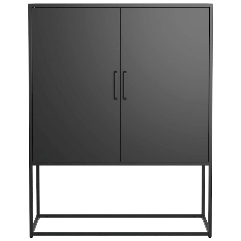Buffet métallique robuste, armoire de rangement moderne en acier avec 2 étagères, autoportante