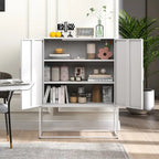 Buffet métallique robuste, armoire de rangement moderne en acier avec 2 étagères, autoportante