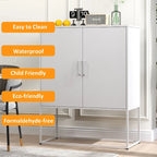 Buffet métallique robuste, armoire de rangement moderne en acier avec 2 étagères, autoportante