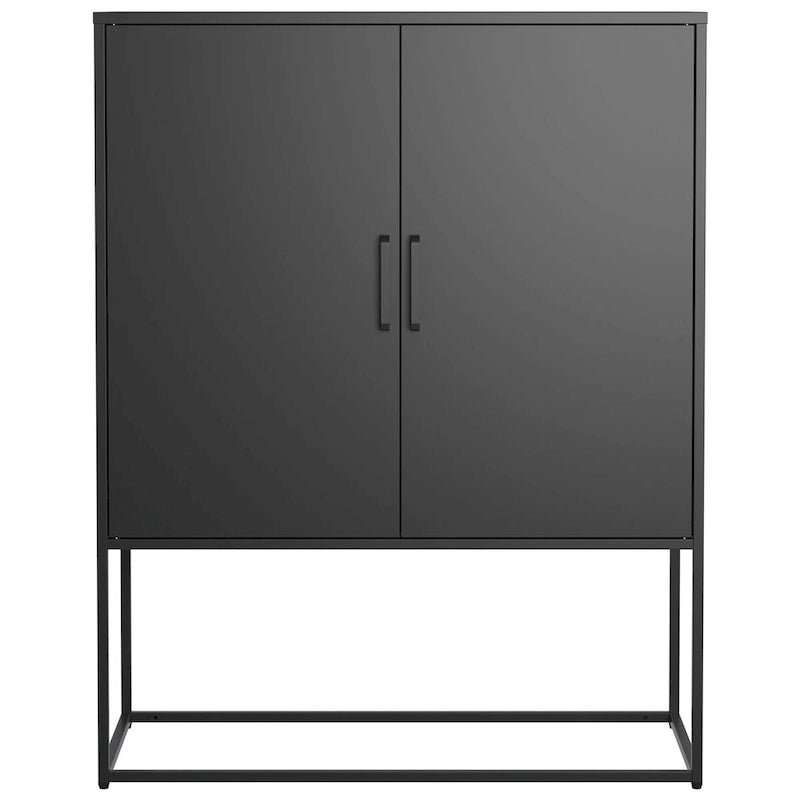 Buffet métallique robuste, armoire de rangement moderne en acier avec 2 étagères, autoportante