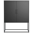 Buffet métallique robuste, armoire de rangement moderne en acier avec 2 étagères, autoportante