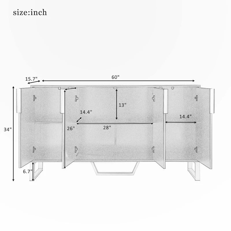 Buffet moderne avec étagères réglables pour cuisine