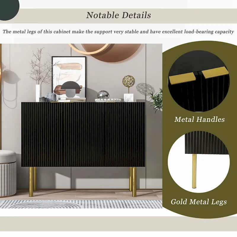 Buffet style luxe avec pieds en métal doré