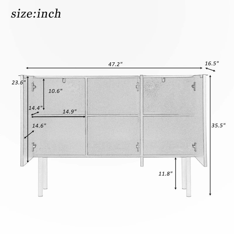 Buffet style luxe avec pieds en métal doré