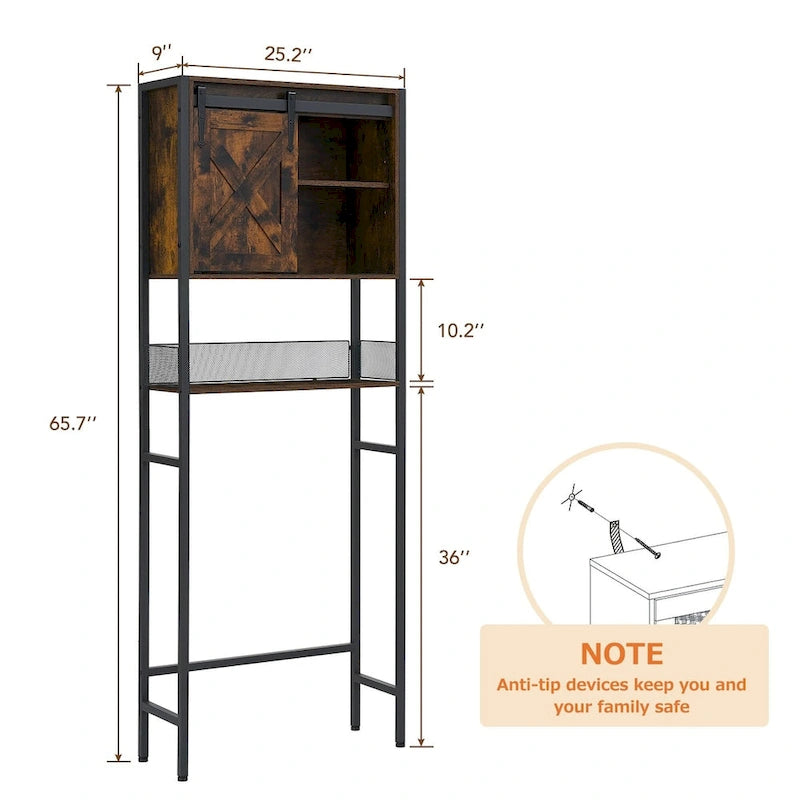Meuble de rangement WC avec porte coulissante