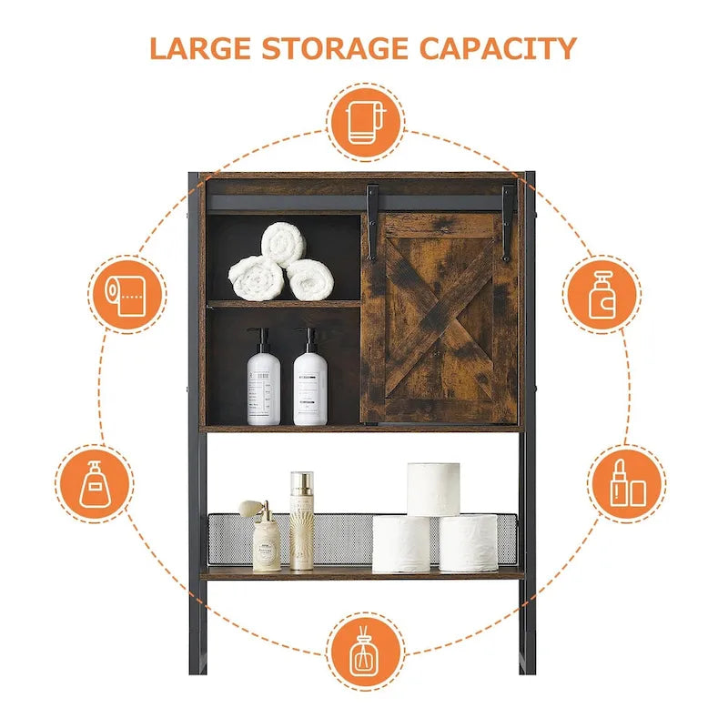 Meuble de rangement WC avec porte coulissante