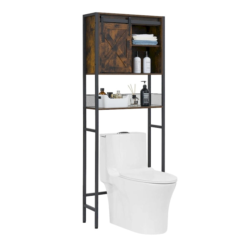 Meuble de rangement WC avec porte coulissante