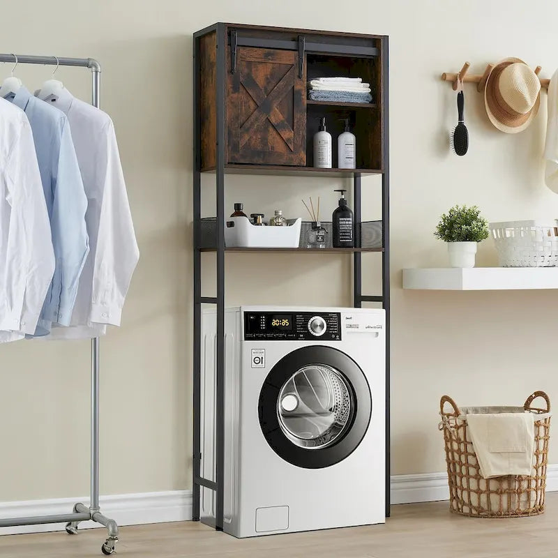 Meuble de rangement WC avec porte coulissante