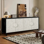 Buffets blancs vintage avec de grandes sculptures facettées