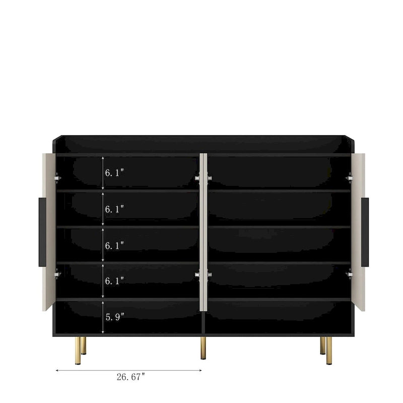 Meuble à chaussures avec 4 portes Grand organisateur de rangement à chaussures moderne avec étagères réglables pour armoire à chaussures d'entrée