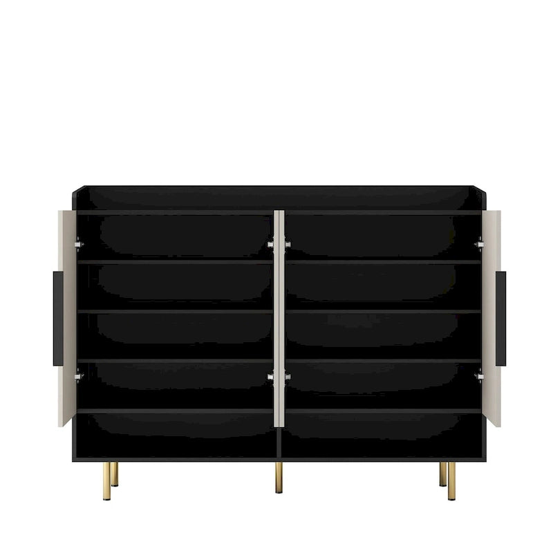 Meuble à chaussures avec 4 portes Grand organisateur de rangement à chaussures moderne avec étagères réglables pour armoire à chaussures d'entrée
