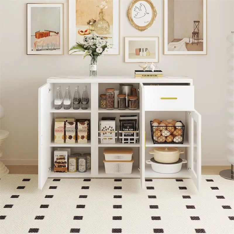 Buffet en bois moderne avec portes et tiroirs