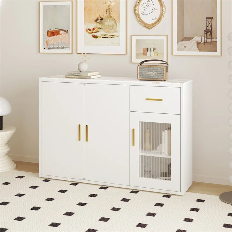 Buffet en bois moderne avec portes et tiroirs