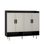 Meuble à chaussures, Grand meuble de rangement moderne à 4 portes, Étagères réglables pour entrée, Meuble à chaussures noir fin