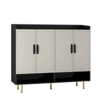 Shoe Cabinet,4 Doors Large Modern Shoe Storage Organizer Cabinet, Adjustable Shelves for Entryway Slim Black Shoe Rack Cabinet