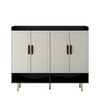 Meuble à chaussures, Grand meuble de rangement moderne à 4 portes, Étagères réglables pour entrée, Meuble à chaussures noir fin