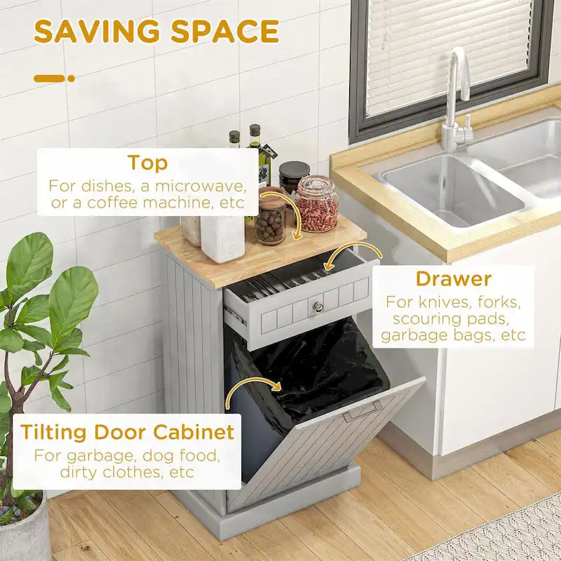 Meuble de cuisine avec poubelle basculante