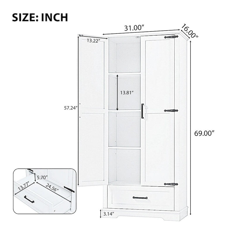 Meuble de Rangement Haut pour Salle de Bain, Meuble avec Deux Portes et Un Tiroir