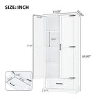 Meuble de Rangement Haut pour Salle de Bain, Meuble avec Deux Portes et Un Tiroir