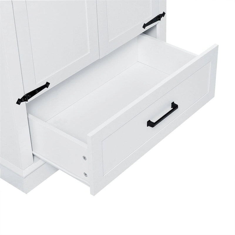 Meuble de Rangement Haut pour Salle de Bain, Meuble avec Deux Portes et Un Tiroir