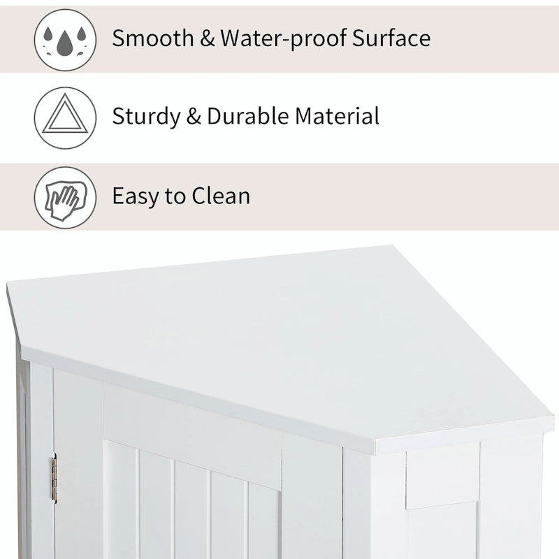 Meuble de rangement d'angle de salle de bain triangulaire avec étagère réglable
