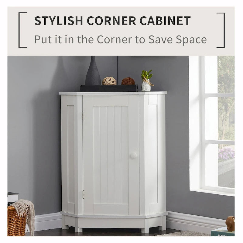 Meuble de rangement d'angle de salle de bain triangulaire avec étagère réglable