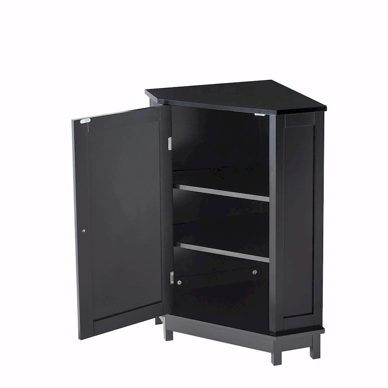Meuble de rangement d'angle de salle de bain triangulaire avec étagère réglable